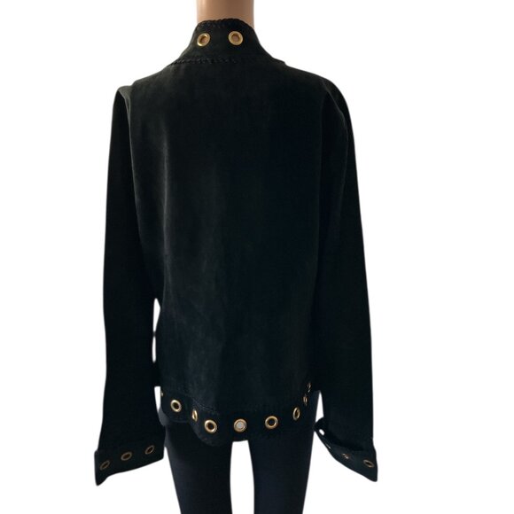 Vintage Cache Black Leather Eyelet Jacket - Picture 3 of 9